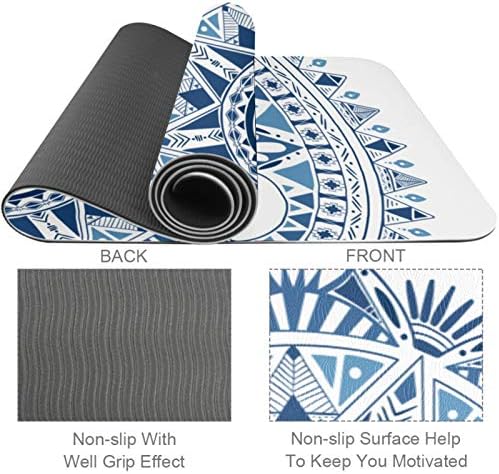 Unicey Blue Boho Pattern Yoga Mat Thick Non Slip Yoga Mats for Women&Girls Exercise Soft Mat Pilates Mats,(72x24 инча,