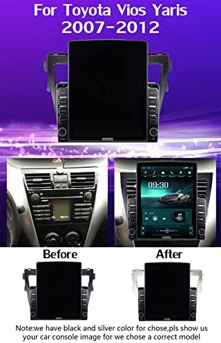 KiriNavi Кола Стерео Радио за Toyota Vios Yaris въз основа на 2007-2012 Andriod 10 8core GPS Навигация с Carplay Bluetooth 9,7-инчов HD Сензорен Екран Приемници Задната Камера DSP WiFi Поддръжка на 4G LIT SWC