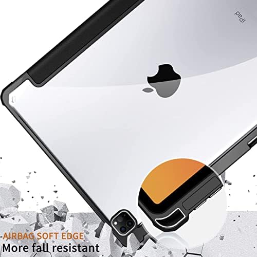 kenke Case for iPad Pro 11 Inch 2021(3rd Gen) with Молив Holder,Light Weight Trifold Smart Hard Shell Case,Auto Sleep/Wake Stand Case with Transparent Frosted Back Cover for iPad Pro 11,Black