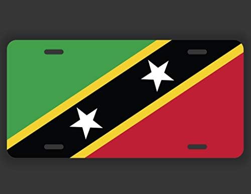 DHDM Designs Saint Kitts Flag License Plate Tag Vanity Novelty Metal | UV Printed Metal | 6 сантиметра на 12 сантиметра