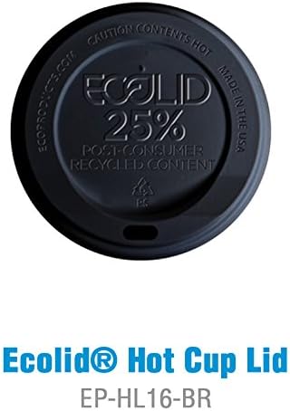 Еко-Products ЕП-HL16-BR EcoLid Черна 25% Рециклирана полистирольная на кутията, за гореща чаша 10-20 грама (10 опаковки