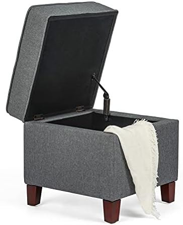 Adeco Шкаф и поставка за краката-Квадратна седалка За съхранение на пейки Табуретка, Сив