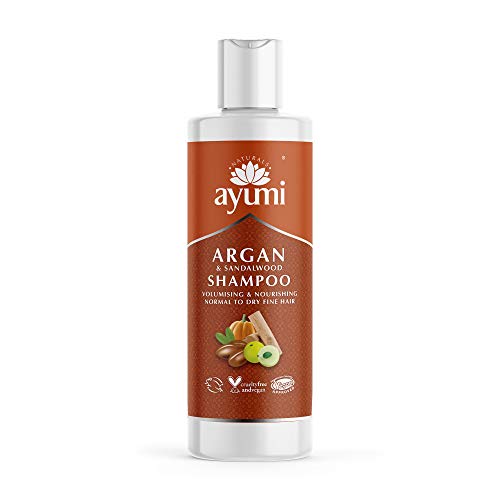 Шампоан за коса Ayumi Арган & сандалово дърво. Вегетариански, Без насилие, дерматологически тестван, 1 x 250 мл