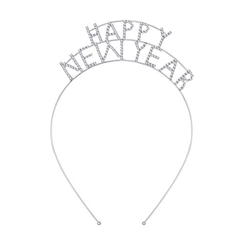 Frcolor Crystal Happy New Year Headband Women ' s Блестящ Кристал New Year Tiara Headband Party Hair Аксесоар