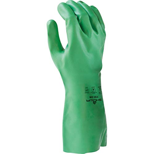 SHOWA 731 15-mil Памучен нитриловая химически устойчива работна ръкавица с подплата от флока с технологията EBT и суповым
