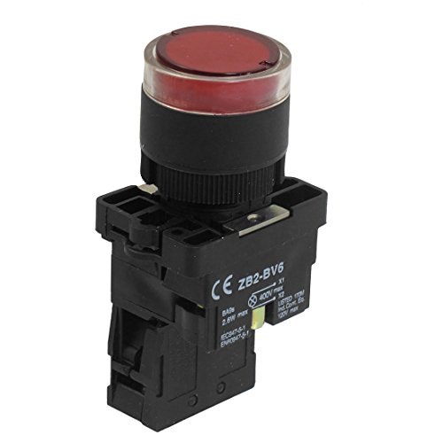 Baomain Бутон превключвател ZB2-EW3462 22 mm NC Червена Светлина с Подсветка Незабавен AC 220 В