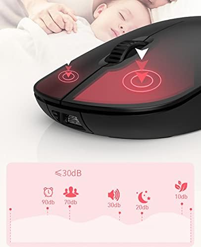 Безжична Мишка Juplay, Акумулаторна Bluetooth-Мишка 2.4 G, Безжична Мишка Bluetooth 5.0 Ультратонкая Тиха Мишка (1200DPI), за КОМПЮТЪР MacBook, Лаптоп (розов)