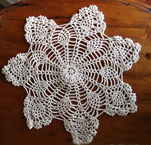 PaperLanternStore.com Кърпички за плетене на една кука от памук, ръчно изработени във формата на цвете 11,5 инча - бежов