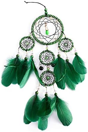 PDGJG Зелен 5 Обръчи Ловец на Сънища Висулка Подарък Свирки Занаяти Сватбена Украса на Дома