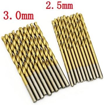 Driak 50PCS Titanium Coated High Speed Steel Twist Пробийте Bit Set Micro Precision bit 1/1.5/2/2.5/3mm for Wood Plastic