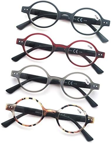 Очила За Четене на Жените и Мъжете Сладки Кръг Читатели 4 Опаковки Стилни Очила За Четене Леки и Удобни Очила за Четене