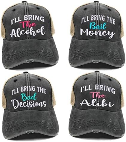 Потребителски шапки I 'll bring the Alcohol Bad Decisions шофьор на камион Adult Distressed Men Women' s Ball Cap Продават