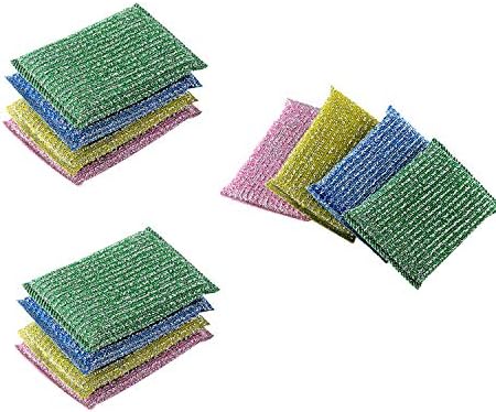 Miao Jie Scouring Pad - 3 Пакети 12 Counts Scrubbing Sponches - Double Side Металик Surface Scrubber for Kitchen and Bathroom