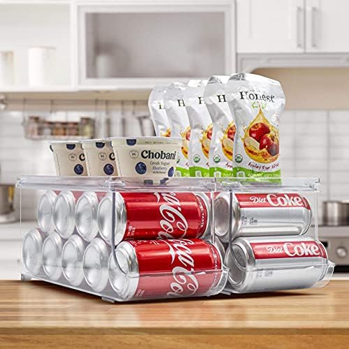 Sorbus Soda Can Organizer and Conserved Food Bin Stackable Dispenser with Lid for Refrigerator, Pantry, Freezer – Побира 9 Кутии, без BPA, прозрачен дизайн (2)