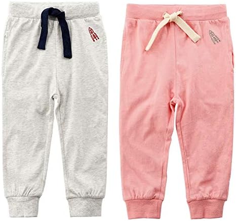 Бебе Baby Boys Girls Sweeatpants Cotton Pure Color Rocket Active Jogger Pants with Drawstring 1-6T