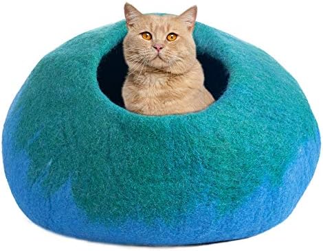 PETKIRI Handcrafted Felted Wool Cat Cave Bed for Cat and Kittens - Валяние от естествена вълна