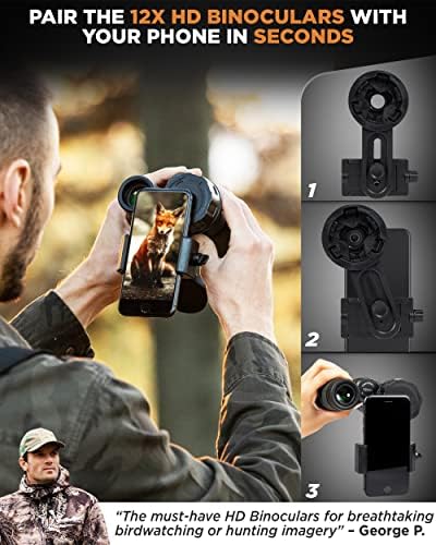 CREATIVE XP Binoculars for Adults - 12x42 Compact Tactical HD Roof Binocular Best for Hunting, Sports, Кит & Bird Watching