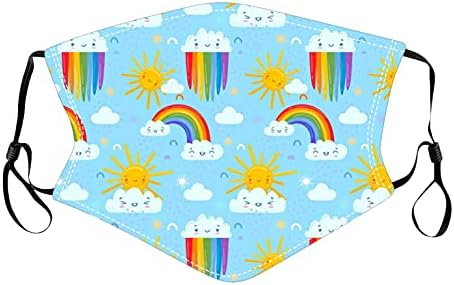HUALONG 5PC Kids Face_Cover, Cartoon Pritned Дишаща Reusable Outdoor Cotton Cloth Mouth& Nose_Protection Washable Face_Masks Anti-Dust Bandanas Comfortable with Earloop Back to School
