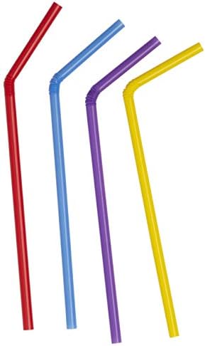 [500 Pack] Гъвкави за еднократна употреба пластмасови сламки за пиене - 7.75 High - Асорти цветове