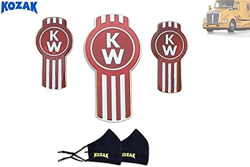Kozak Hood Grille Logo Emblem Badge and Two Piece Set of Logo for Hood Side Air Vents Compatible with Kenworth T680 Полуфинал