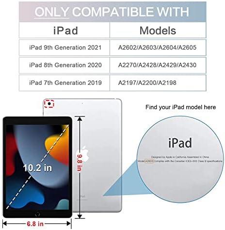 Lalumix iPad 9Th / 8Th /7Th Поколение Калъф,iPad 10.2 Калъф на Молив Притежателя/Ръчно Каишка/Джоб/Мини Лента Регулируема
