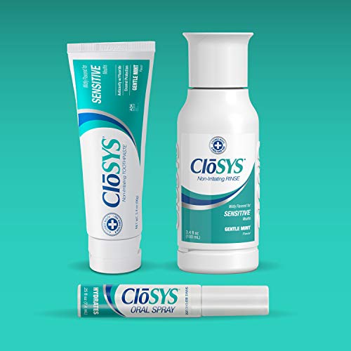 CloSYS Oral Care Trial Size Kit, Чувствителна Течност за Изплакване на устата, Фторидная Паста за зъби, Спрей за свеж Дъх, Размера Пътуване, Съответствие с изискванията на TSA
