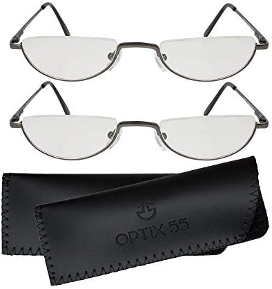 Очила за четене за Мъже - Half Frame Readers - 2 Pack Men ' s Fashion Reading Glasses with Pouch