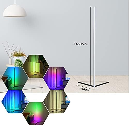 Ъглова Торшерная Лампа, RGB Color Changing Modern Floor Lamp,56 Dimmable LED Standing Lamp with Remote Metal Floor Lamps for Living Room, Bed Room