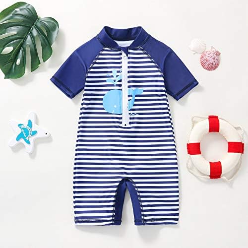 YIRONGWANG Baby Toddler Boys Girls Swimsuit One Piece Swimsuit Bathing Suit Обрив Guard with Zipper Short Sleeve 3-24