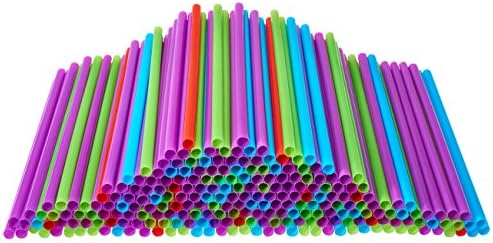 Пластмасови сламки за пиене 250 грама BPA-Free Цветни сламки за Еднократна употреба, са Разнообразни - DuraHome (250 опаковки)
