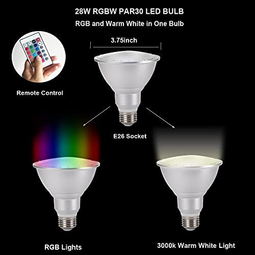2 Пакет (и) Par30 Led Лампи,28 W RGB+Топло Бяло Led Прожектори Закрит/Открит,Затъмняване на Промяна на Цвета на светлината