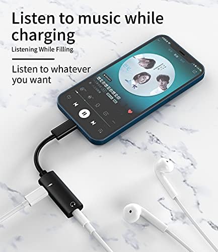 Адаптер за слушалки Lightning до 3.5 мм AUX Аудио Жак и Зарядно Устройство Dongle Сплитер за Слушалки за iPhone 11 12