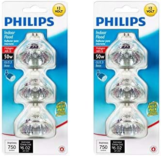 Philips 415802 Пейзаж и Вътрешен Поток на 50-Ваттная MR16 12-Вольтовая крушка, 3-Pack x 2