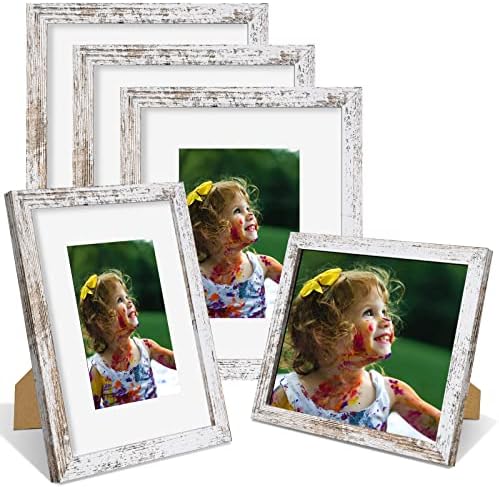 Nacial 4x6 Picture Frame Set of 5,Display Pictures 3.5x5 Mat with or 4 x 6 Without Мат, Закалено стъкло за вашия десктоп