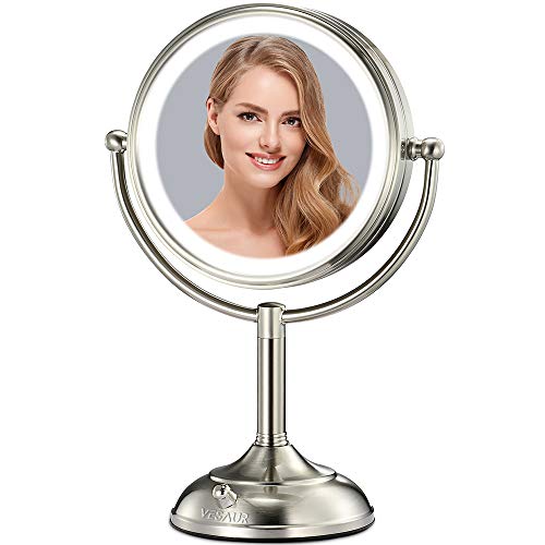VESAUR Professional 10 [Голям висок размер] Осветено Огледало за грим, 3 Цвята Осветление, 1X/5X Увеличително Огледало