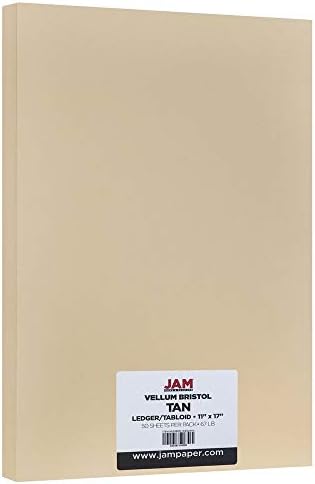 PAPER JAM Vellum Bristol 67lb Cardstock - 11 x 17 Ledger Size Coverstock - 147 gsm - Слонова кост - 50 Таблоидных листа/опаковка