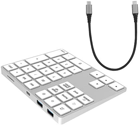 ASHATA Жичен/Bluetooth Цифрова клавиатура, Преносима Безжична Bluetooth 34-Ключова Външна Цифрова Клавиатура с интерфейс