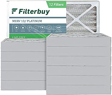 Filterbuy 18x25x4 Въздушен филтър MERV 13, Нагънат филтър на пещ ac ОВК (12-Пакет Platinum)