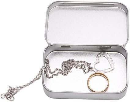 W-LOVE Metal Tin Silver Flip Small Storage Box Case Organizer for Money Coin Candy Keys Jewellery Organizer Tray