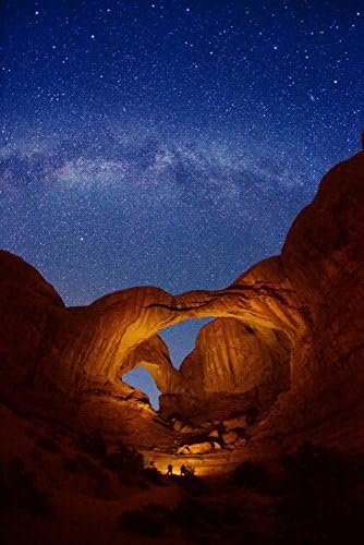 Двойна арка, Национален парк Арките, Юта, Звезди на Млечния Път (24x36 Giclée Gallery Art Print, Светъл Канава Декор на