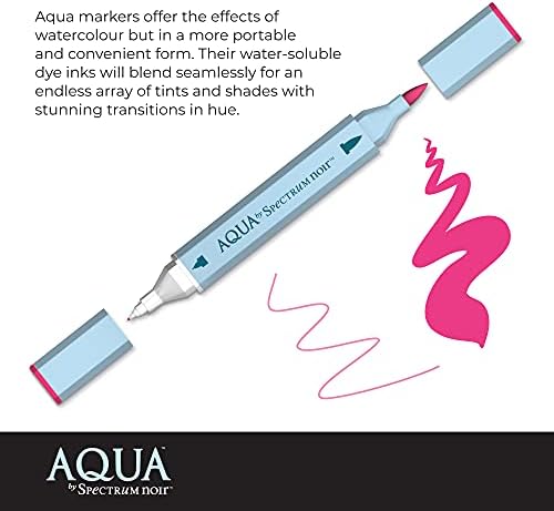 Spectrum Noir Aqua Artist's Water Based Dual Nib Marker Coloring Pens, Primary, Pack of 12, None