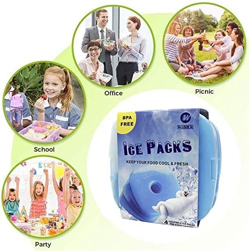 WORLD-BIO Ice Freezer Пакети for Lunch Box Охладител, Reusable Cool Refreeze Blocks for Lunch Bag, Keeps Cold Food & Fresh