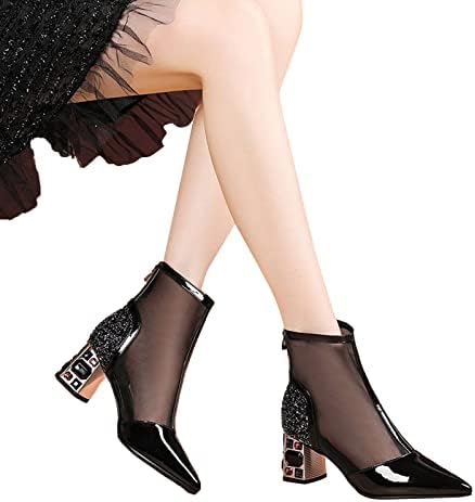 Черни Обувки за Жени на Тънък Ток Срастване на Окото Мини Ботильоны Модни Кожени Токчета Ретро Нескользящие Градински