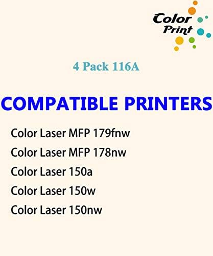 4-Pack ColorPrint Съвместим Тонер касета Заместител на HP 116A 116 W2060A W2061A W2062A W2063A Работа с цветен лазерен