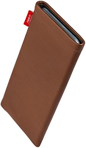 fitBAG Beat Brown Custom Tailored Sleeve for HTC U11+ / U11 Plus. Тънка кожена чанта Nappa с Вградена подплата от микрофибър