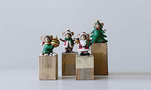 Нощ преди Коледа и Почивните Празнични фигурки на мишки - Комплект от 4-те броя