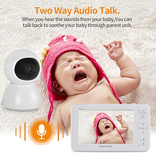 Следи бебето за 5 инча HD 1080P Камера и Аудио Двустранен Домофон Lullaby Автоматично Определяне на Температурата на Нощно