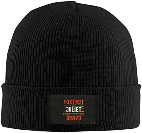 Foxtrot Juliet Bravo Flag Women Knit Slouchy Hat Cuffed Beanie Шапка Warm Winter Cap Men(Черен)