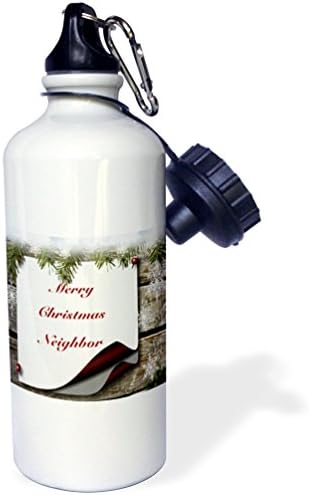 3dRose Print of Country Коледа Съсед Greeting Спортна бутилка за вода, 21 унция, Бял