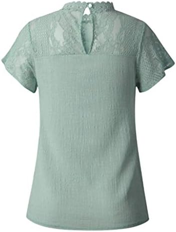 Лятна тениска голям размер За Жени,WYTong Fashion Patchwork Short Sleeve Shirt Casual Blouse Top(Mint Green,XXXXXL)